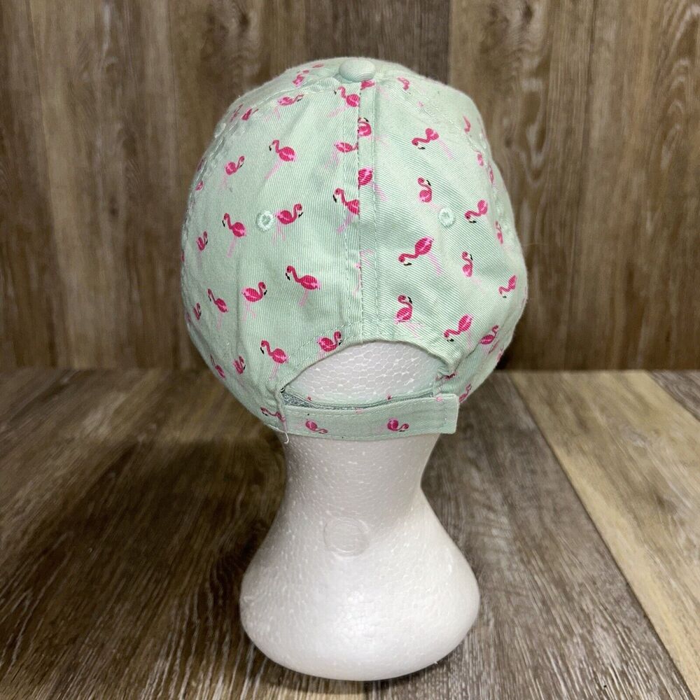 Pink Flamingo Light Green Blue Hook Loop Strapback Baseball Hat Cap Adjustable - Picture 4 of 8